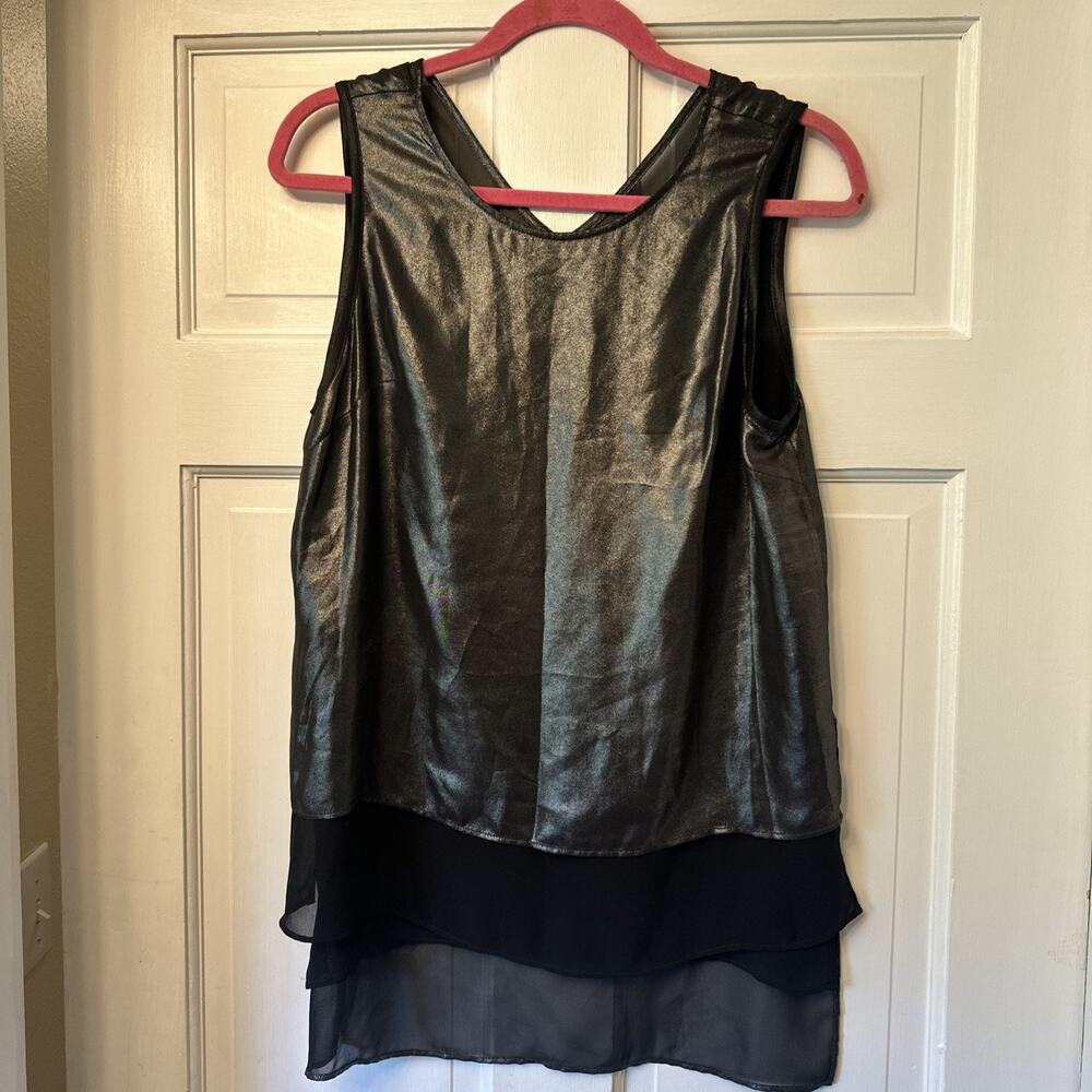 BCBGeneration Women’s Blouse Dress Top UGR1T360-066 Black Silver Shimmer Med $78